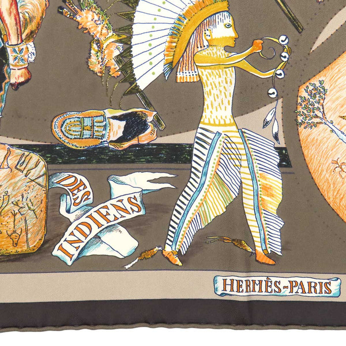 HERMES 
スカーフ 大判 シルク 
カレ 90 LES DANSES DES INDIENS インディアンの踊り