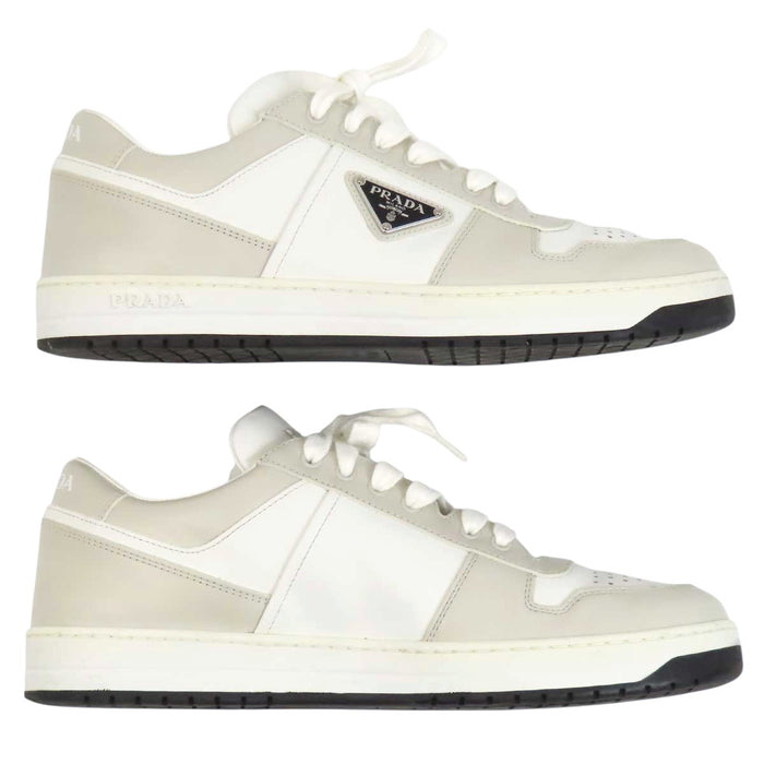PRADA 
三角プレート バイカラー 
ダウンタウン ロゴ レザー スニーカー