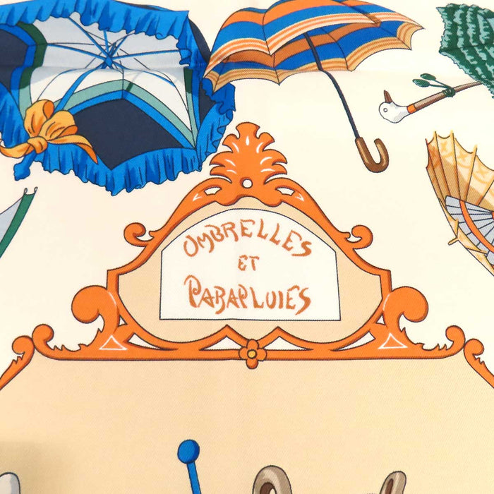HERMES 
スカーフ 大判 シルク 
カレ 90 OMBRELLES ET PARAPLUIES 日傘と雨傘