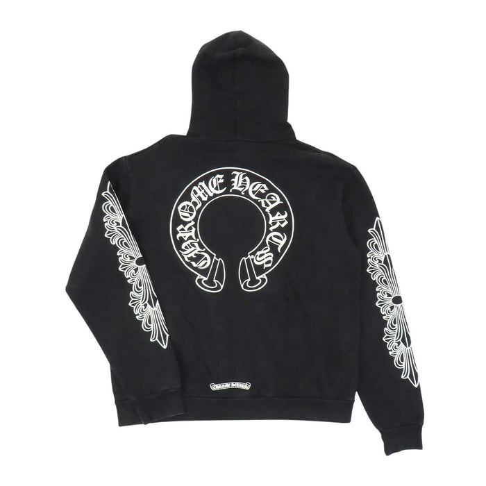 CHROME HEARTS 
Sweat-shirt en coton molletonné à croix CH 
Hoodie à motif floral sur les manches et fer à cheval
