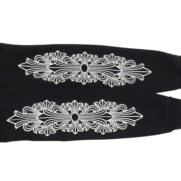 CHROME HEARTS 
Sweat-shirt en coton molletonné à croix CH 
Hoodie à motif floral sur les manches et fer à cheval