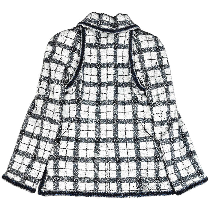 CHANEL 
COCO CC ココボタン 17K チェック柄 ポリエステル 
ココマーク スパンコール ジャケット