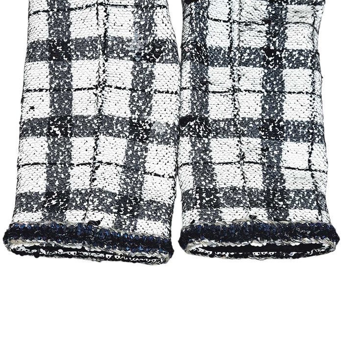 CHANEL 
COCO CC ココボタン 17K チェック柄 ポリエステル 
ココマーク スパンコール ジャケット